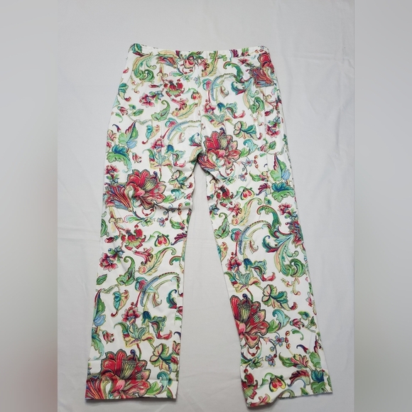 Lauren Ralph Lauren Women's Floral Pants Size 14 Watercolor Pastel Art To Wear - Picture 2 of 9